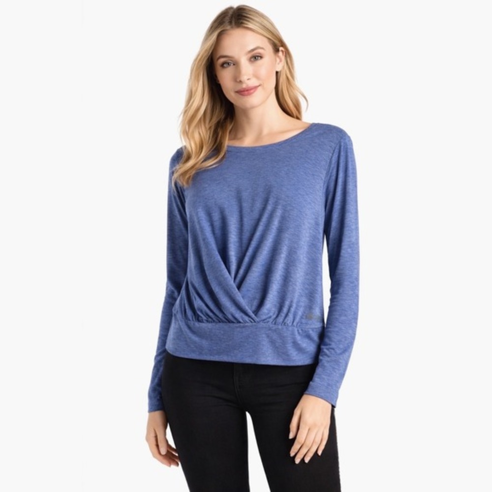 GapFit Blue Twist Front Long Sleeve Athletic Top Women's L Activewear 73-23
